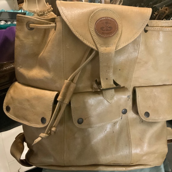 Tan hide leather Meredith backpack